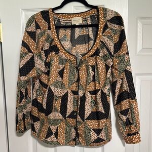 Sezane Patterned Peasant Blouse-36-like new!